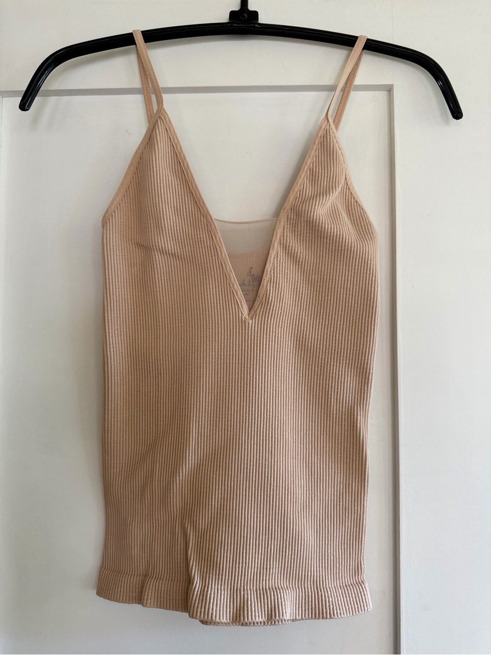 Free People Nude Ribbed V-Neck Camisole